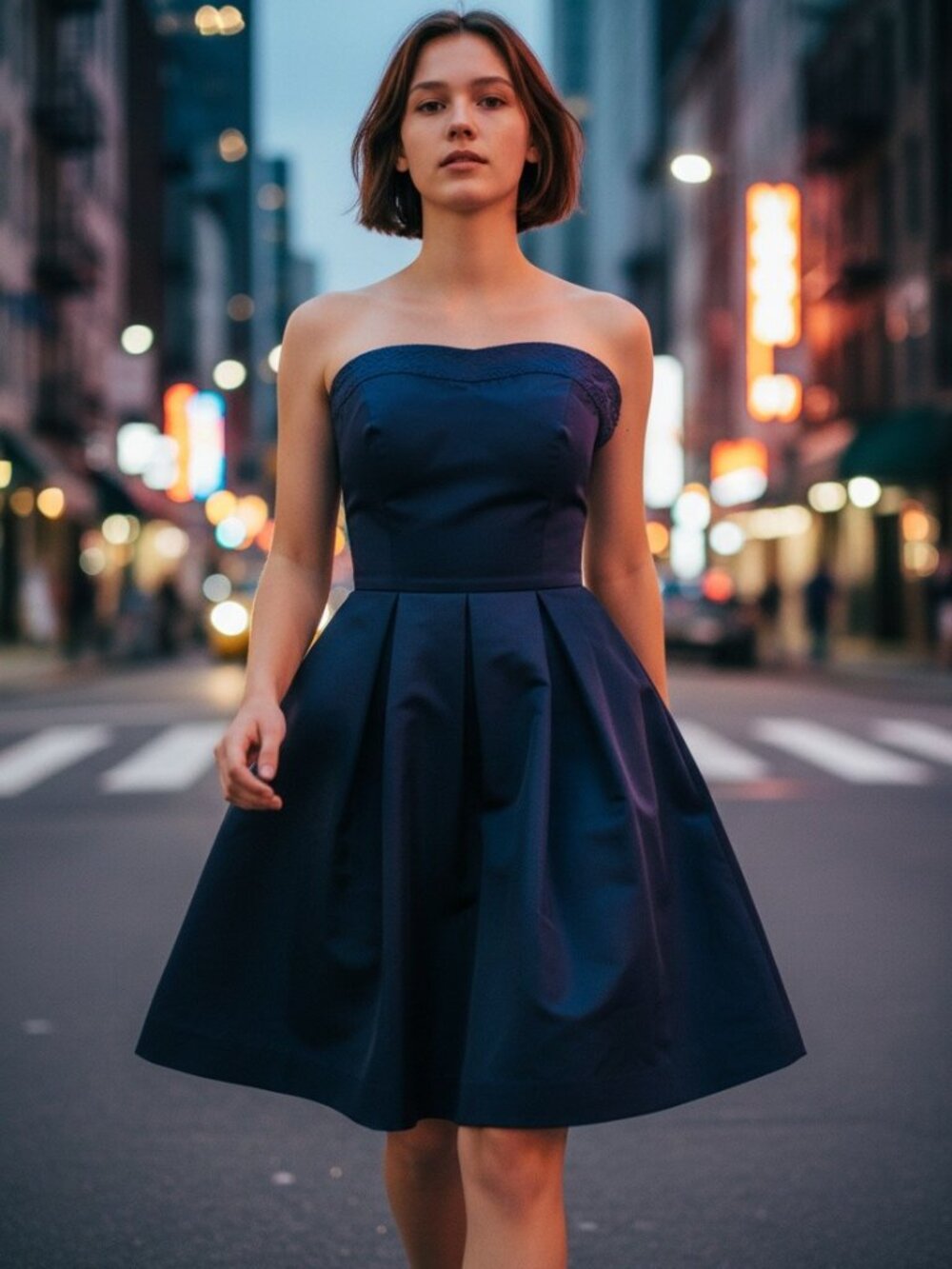 Diane von Furstenberg dress Women's 6 navy silk cocktail mini strapless feminine